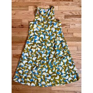 Global Mamas Organic Cotton Dress Sleeveless Green Blue White Abstract S